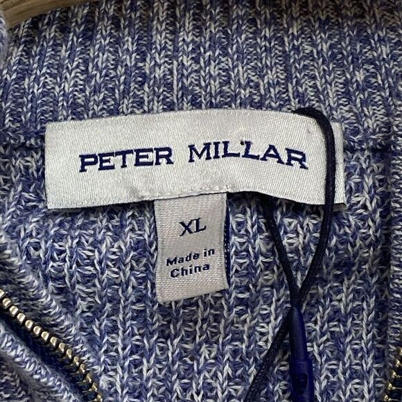 Peter Millar Heathered Blue Zip-Up Sweater - Picture 9 of 15